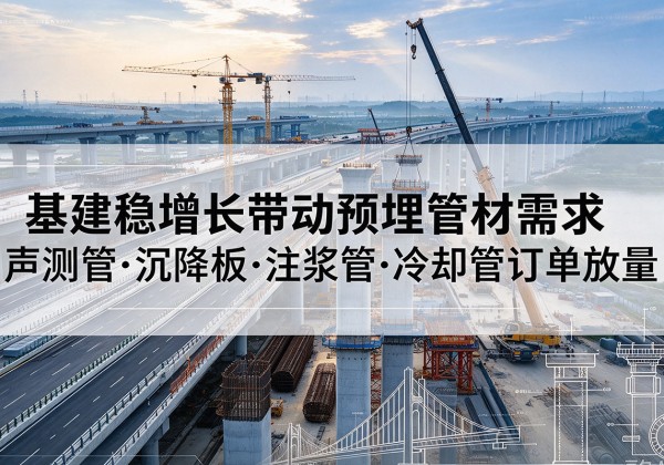 石渠基建稳增长带动预埋监测管材需求，声测管、沉降板、注浆管订单持续放量